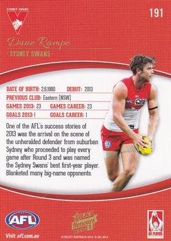 2014 Select AFL Honours Series 1 #191 Dane Rampe Back